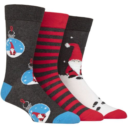 Mens 3 Pair Wildfeet Cotton Christmas Gift Socks Santa Snowglobe 7-11 - SockShop - Modalova