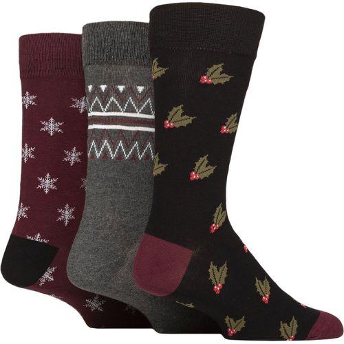 Mens 3 Pair SOCKSHOP Cotton Christmas Gift Socks Holly and Berries 7-11 - Wildfeet - Modalova