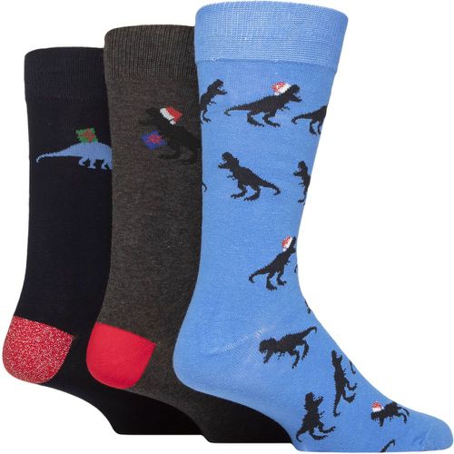 Mens 3 Pair SOCKSHOP Cotton Christmas Gift Socks Dinosaurs in Santa Hat 7-11 - Wildfeet - Modalova