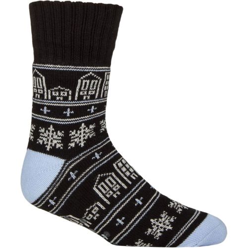 Mens 1 Pair SOCKSHOP Patterned Slipper Socks White / Blue 7-11 Mens - Wildfeet - Modalova
