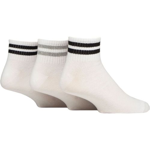 Mens 3 Pair SOCKSHOP Cotton Mid Length Sports Socks Black / Grey Stripes 7-11 Mens - Wildfeet - Modalova