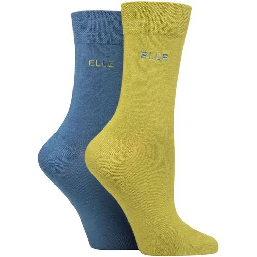 Ladies 2 Pair Plain Bamboo Fibre Socks Moonlight Blue 4-8 - Elle - Modalova