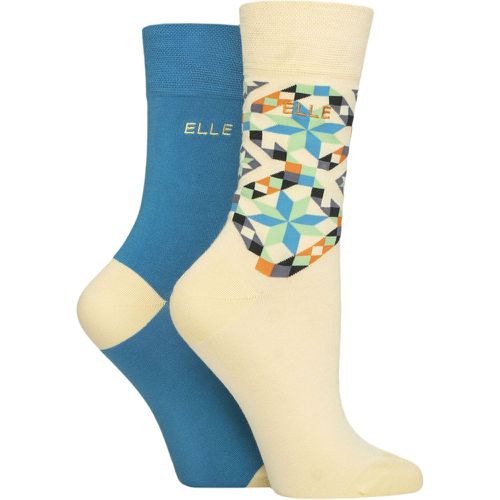 Women's 2 Pair Bamboo Patterned and Plain Socks Storm 4-8 - Elle - Modalova