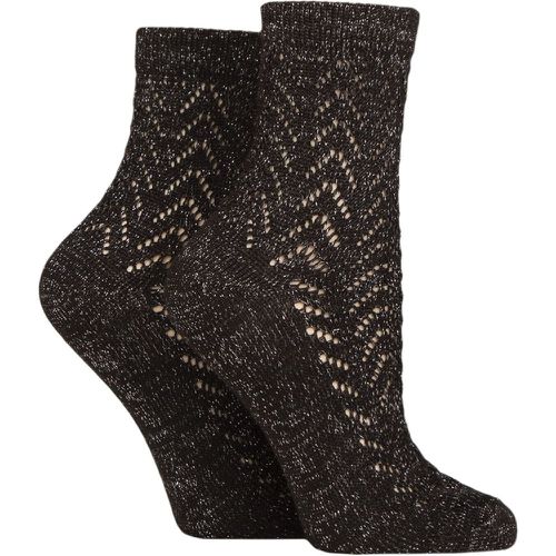 Women's 2 Pair Sparkly Pelerine Anklet Socks 4-8 Ladies - Elle - Modalova