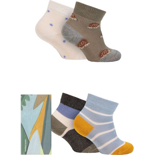 Babies and Kids 4 Pair Ray Bamboo Hedgehog Gift Boxed Socks Multi 0-12 Months - Thought - Modalova
