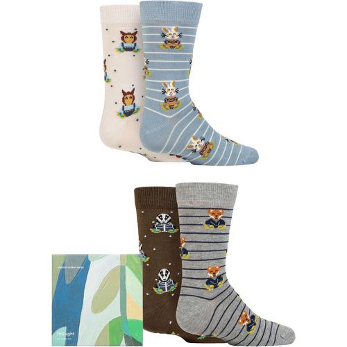 Babies and Kids 4 Pair Ash Organic Cotton Animal Gift Boxed Socks Multi 7-9 - Thought - Modalova