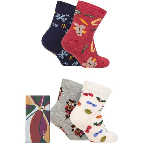 Kids 4 Pair Noel Christmas Organic Cotton Gift Boxed Socks Multi Baby 0-12 Months - Thought - Modalova