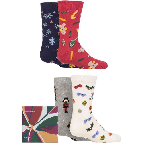 Kids 4 Pair Noel Christmas Organic Cotton Gift Boxed Socks Multi Kids 4-6 Years - Thought - Modalova