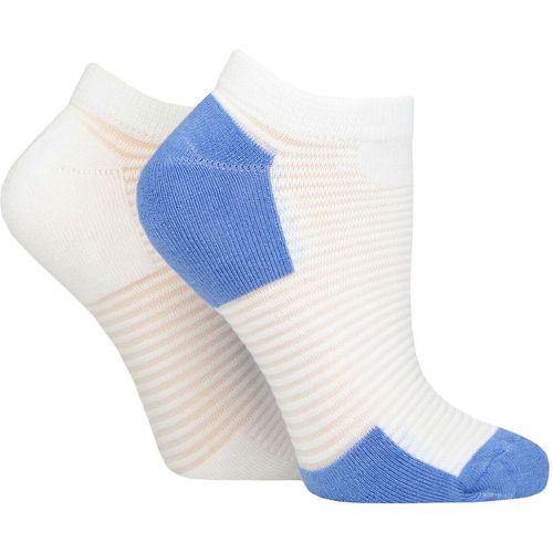 Women's 2 Pair Bamboo Sheer Stripe Cushioned Heel and Toe No-Show Socks Peace 4-8 - Elle - Modalova