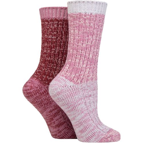 Ladies 2 Pair Chunky Ribbed Boot Socks Smokey 4-8 - Elle - Modalova
