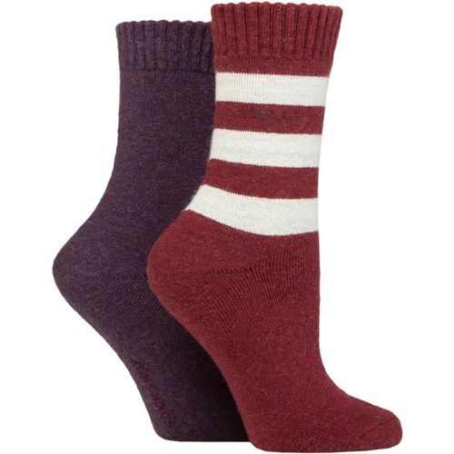 Ladies 2 Pair Wool Mix Brushed Inside Boot Socks Merlot 4-8 - Elle - Modalova