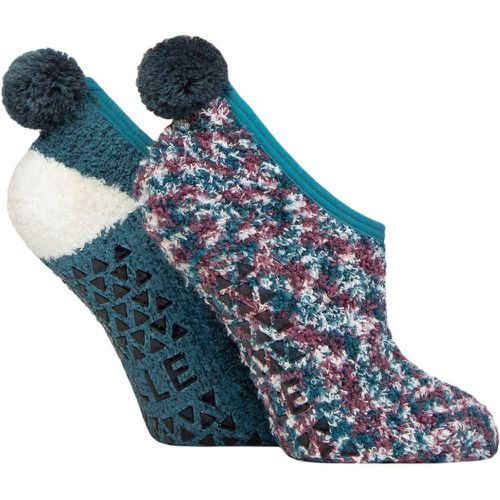 Ladies 2 Pair Cosy Mary Jane Socks Blue Coral 4-8 - Elle - Modalova