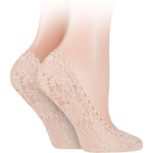 Women's 2 Pair Lace Shoe Liners Natural Lace 4-8 Ladies - Elle - Modalova