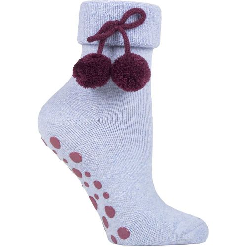 Ladies 1 Pair Wool Mix Slipper Socks with Pompoms Kentucky 4-8 Ladies - Elle - Modalova