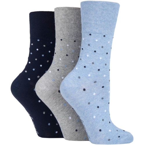 Ladies 3 Pair Patterned and Striped Socks Dots Navy 4-8 Ladies - Gentle Grip - Modalova
