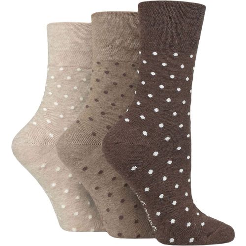 Ladies 3 Pair Cotton Patterned and Striped Socks Digital Dots / Neutral 4-8 Ladies - Gentle Grip - Modalova