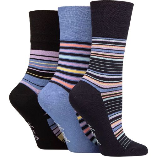 Women's 3 Pair Patterned Bamboo Socks Stripey Array 4-8 - Gentle Grip - Modalova