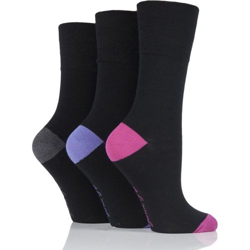 Pair Black / Charcoal Contrast Heel and Toe Socks Ladies 4-8 Ladies - Gentle Grip - Modalova