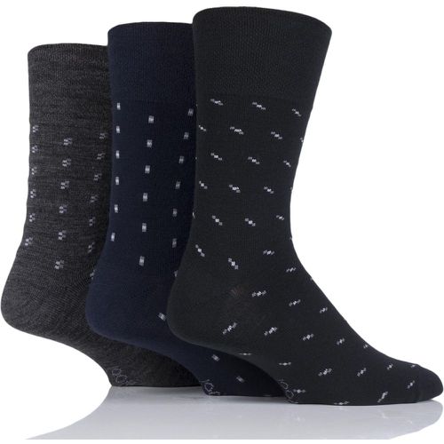 Pair Black / Navy / Grey Patterned Wool Socks Men's 6-11 Mens - Gentle Grip - Modalova