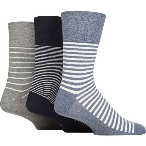 Mens 3 Pair Gentle Grip Cotton Holiday Socks Navy / Denim Melange Stripe 6-11 - SockShop - Modalova