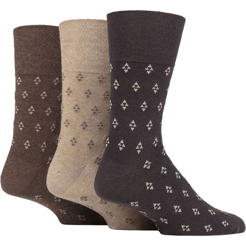 Mens 3 Pair Cotton Argyle Patterned and Striped Socks Triangle Repeat / Natural 6-11 Mens - Gentle Grip - Modalova