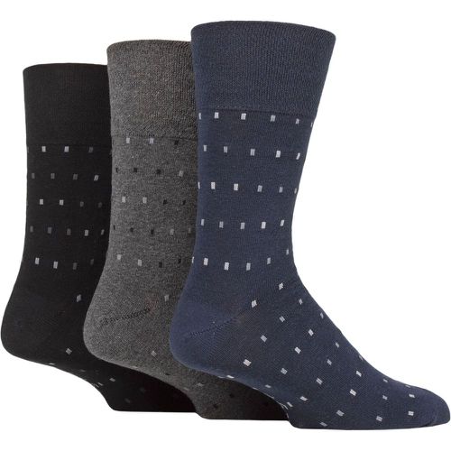Mens 3 Pair Cotton Argyle Patterned and Striped Socks Micro Rectangle Black / Navy / Charcoal 6-11 - Gentle Grip - Modalova