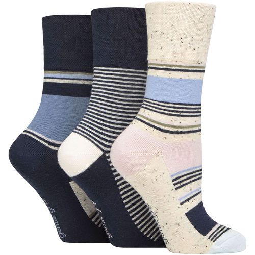 Ladies 3 Pair Patterned and Striped Socks Summer Sherbet Stripe 4-8 - Gentle Grip - Modalova