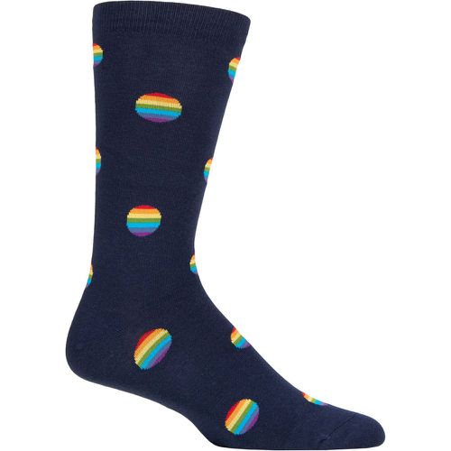 Mens 1 Pair Rainbow Organic Cotton Socks Navy Spot 7-11 Mens - Thought - Modalova