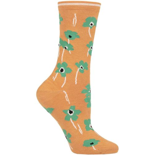 Women's 1 Pair Summer Poppies Organic Cotton Socks Mango 4-7 Ladies - Thought - Modalova