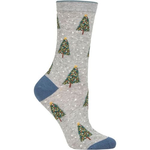 Women's 1 Pair Diana Christmas Tree Organic Cotton Socks Marl 4-7 Ladies - Thought - Modalova