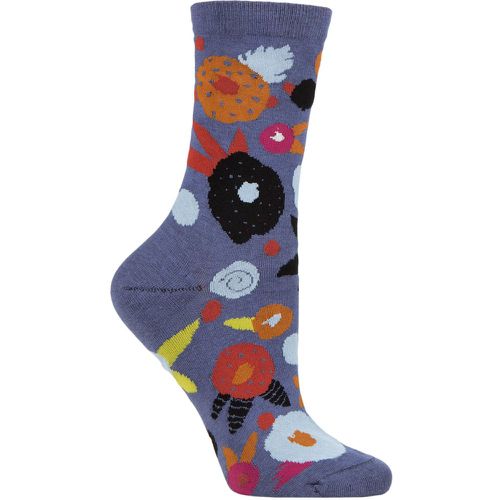 Ladies 1 Pair Abstract Floral Organic Cotton Socks Blueberry 4-7 Ladies - Thought - Modalova