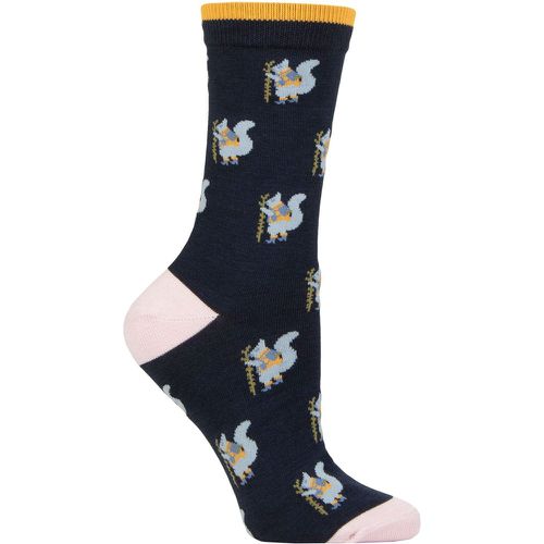 Women's 1 Pair Bamboo and Organic Cotton Animal Socks Navy 4-7 Ladies - Thought - Modalova