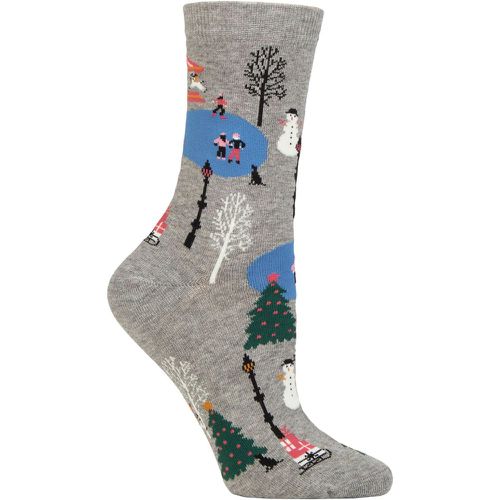 Ladies 1 Pair Gloria Christmas Scene Organic Cotton Socks Marle 4-7 - Thought - Modalova