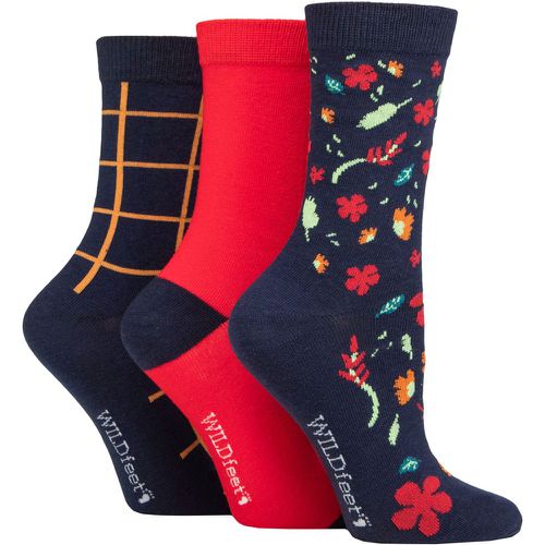 Ladies 3 Pair SOCKSHOP Cotton Novelty Patterned Socks Autumn Floral 4-8 UK - Wildfeet - Modalova
