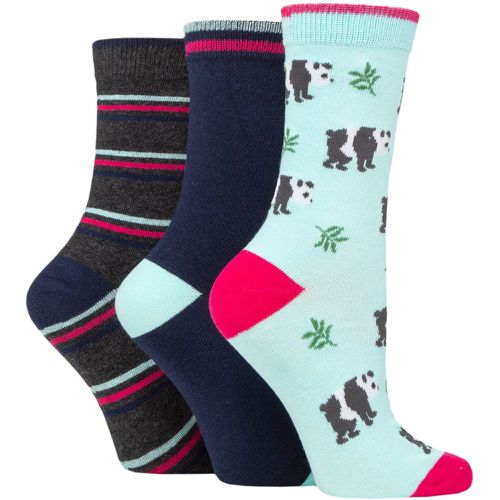 Ladies 3 Pair SOCKSHOP Wildfeet Cotton Novelty Patterned Socks Panda 4-8 Ladies - Wild Feet - Modalova