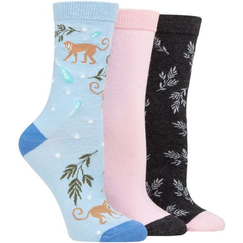 Ladies 3 Pair SOCKSHOP Wildfeet Cotton Novelty Patterned Socks Monkey 4-8 Ladies - Wild Feet - Modalova