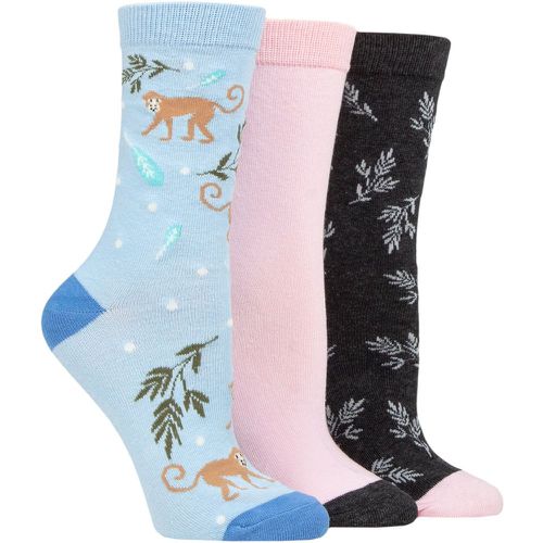 Women's 3 Pair SOCKSHOP Wildfeet Cotton Novelty Patterned Socks Monkey 4-8 Ladies - Wild Feet - Modalova