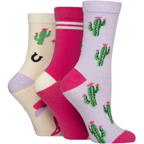 Women's 3 Pair SOCKSHOP Cotton Novelty Patterned Socks Disco Cowgirl 4-8 Women's - Wildfeet - Modalova
