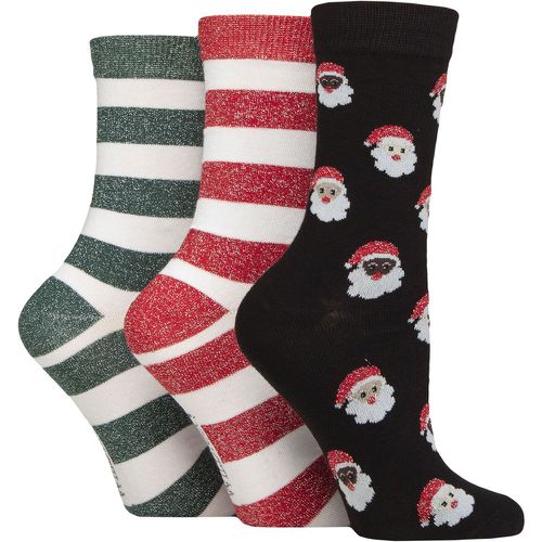Ladies 3 Pair SOCKSHOP Cotton Christmas Gift Socks Santas 4-8 - Wildfeet - Modalova