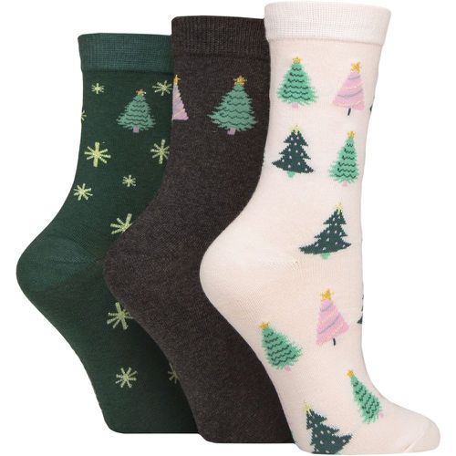 Women's 3 Pair Wildfeet Cotton Christmas Gift Socks Christmas Trees 4-8 - SockShop - Modalova