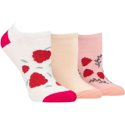 Women's 3 Pair SOCKSHOP Wildfeet Novelty Cotton Trainer Socks Raspberry 4-8 Ladies - Wild Feet - Modalova