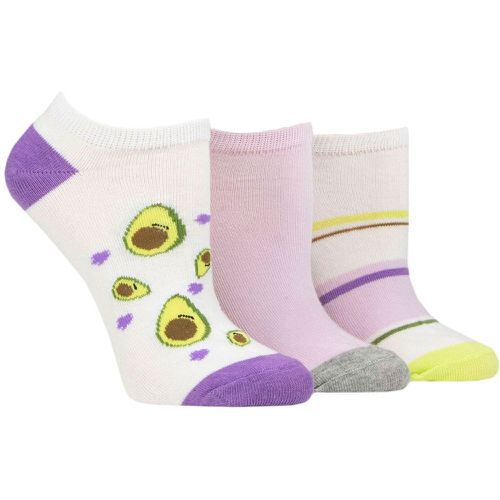 Women's 3 Pair SOCKSHOP Wildfeet Novelty Cotton Trainer Socks Avocado 4-8 Ladies - Wild Feet - Modalova