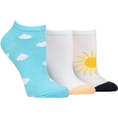 Ladies 3 Pair SOCKSHOP Novelty Cotton Trainer Socks Clouds and Sun 4-8 - Wildfeet - Modalova