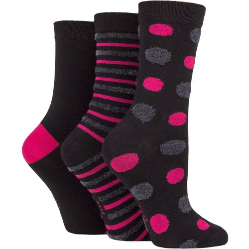 Ladies 3 Pair Spotty and Stripe Feather Bamboo Socks 4-8 Ladies - Elle - Modalova