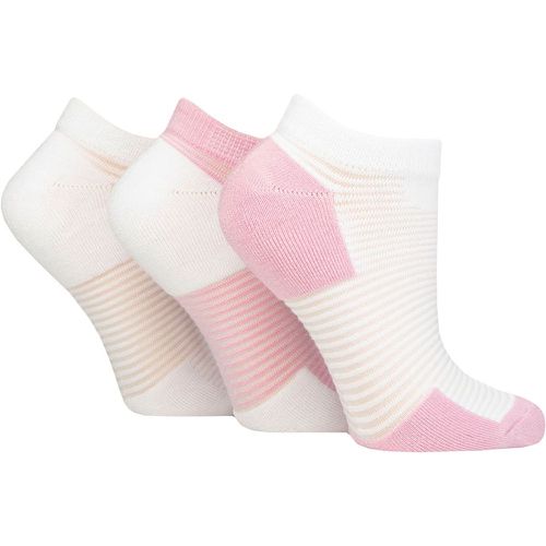 Ladies 3 Pair Sheer Stripe Cushioned Heel and Toe Sports Bamboo Trainer Socks Fresh 4-8 - Elle - Modalova