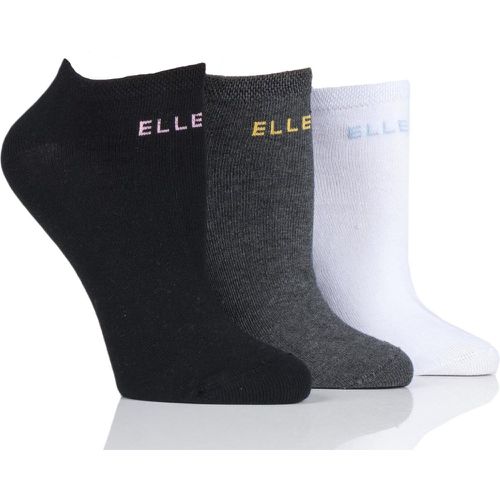 Pair Black / Charcoal / White Plain Cotton No-Show Trainer Socks Ladies 4-8 Ladies - Elle - Modalova