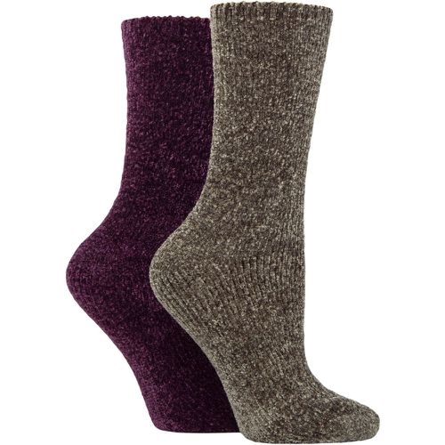 Women's 2 Pair Chenille Boot Socks Royal 4-8 Ladies - Elle - Modalova