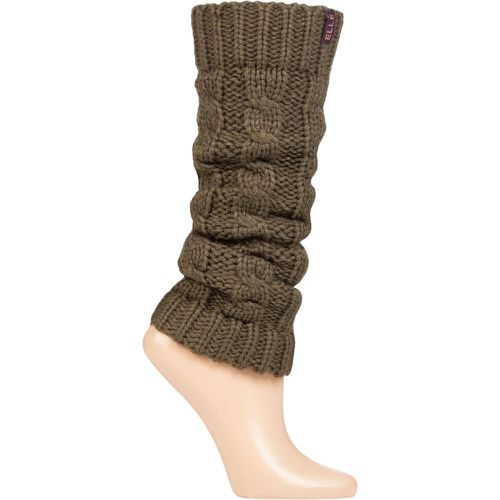 Ladies 1 Pair Chunky Cable Knit Leg Warmers Khaki One Size - Elle - Modalova