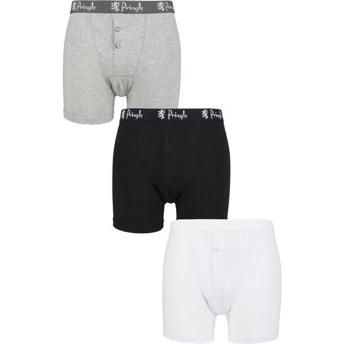Pack Black / White / Grey Button Front Cotton Boxer Shorts Men's Extra Large - Pringle - Modalova