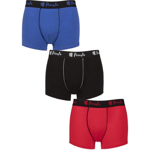 Mens 3 Pack Pringle Combed Cotton Trunks Blue / Black / Red M - SockShop - Modalova